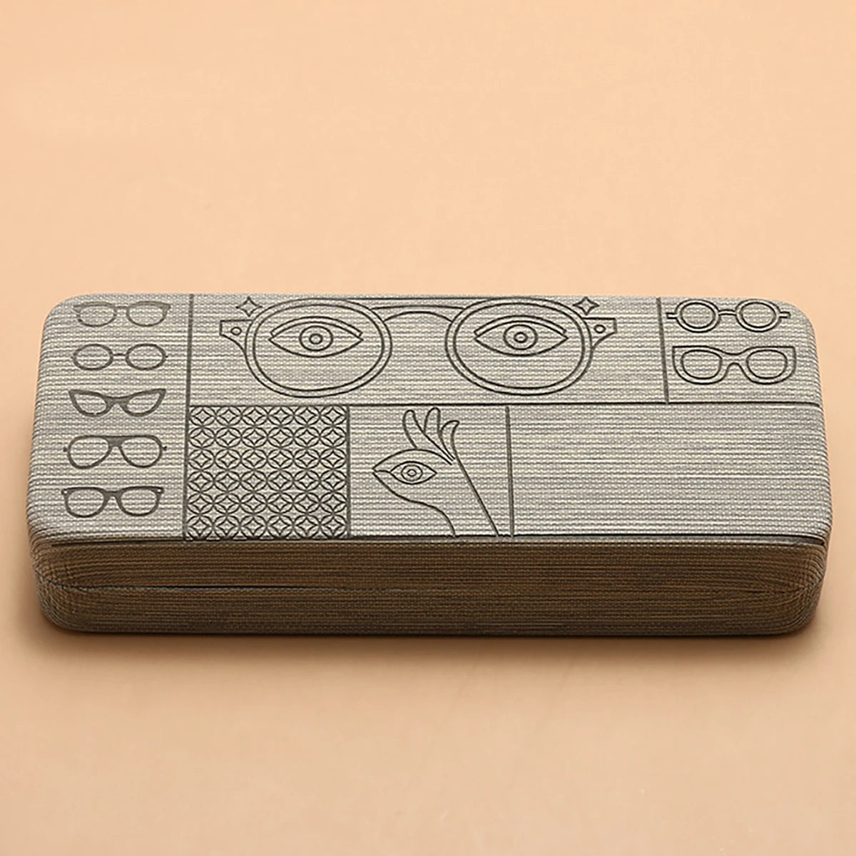 1pc Geometric Pattern Glasses Case Portable Stylish Square Eyewear Holder with Embossed Designs for Men’s Fashion Accessories