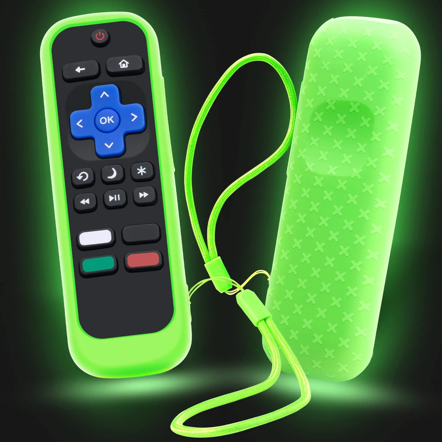 Case for Roku Remote Universal Replacement Controller Silicone Sleeve Skin Glow in The Dark(Red and Black Not Glow)