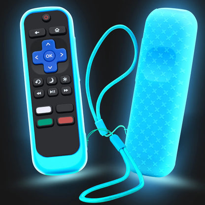 Case for Roku Remote Universal Replacement Controller Silicone Sleeve Skin Glow in The Dark(Red and Black Not Glow)