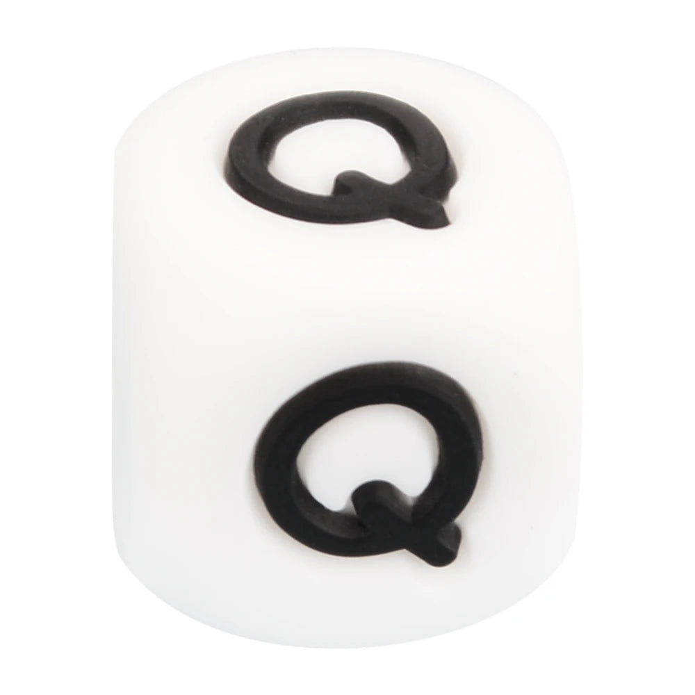 Lofca 100Pcs 12MM Silicone Letter Beads Silicone Beads Loose Beads Food Grade DIY Bracelet Necklace Pacifier Chain Accessories