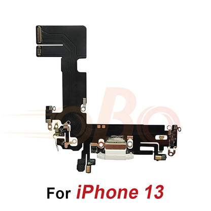 Charging Port Flex Cable for iPhone 11 12 13 Pro Max Mini Black White USB Charger Dock Connector with Microphone Repair (1PC)