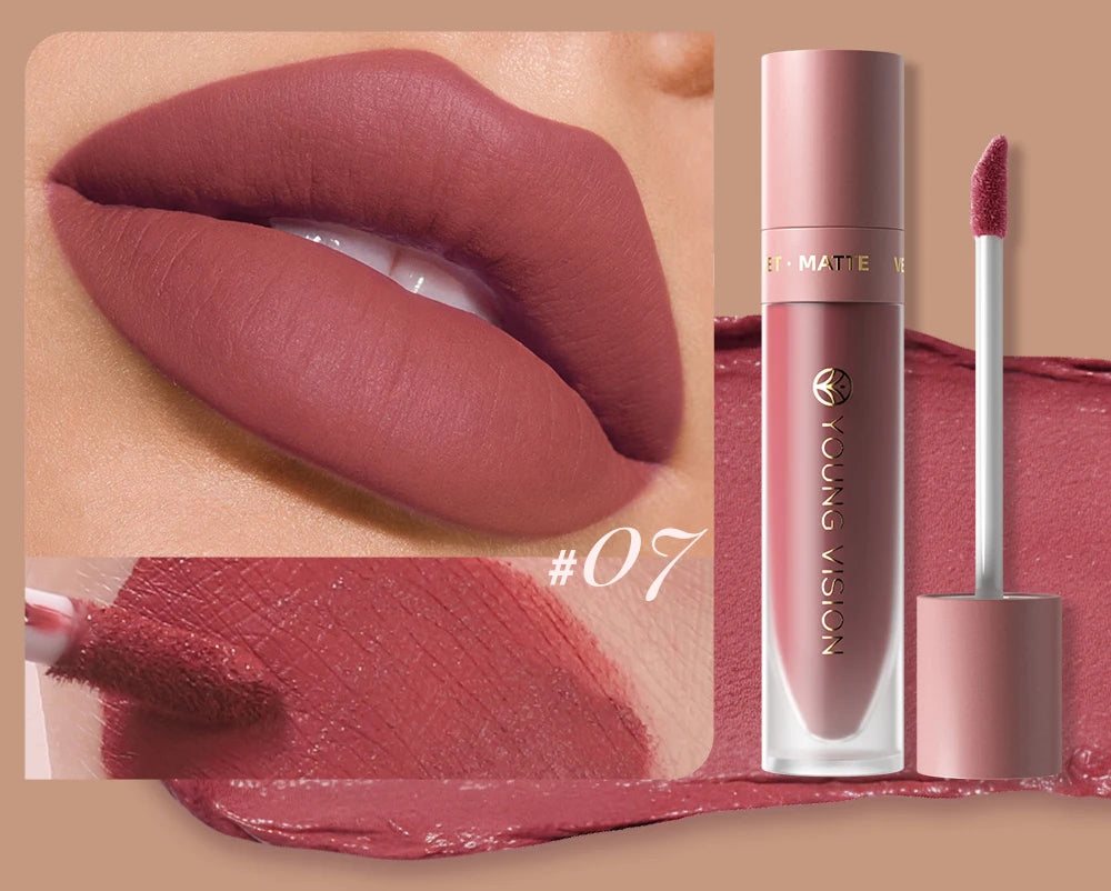 8 Color Nude Brown Matte Liquid Lipstick Velvet Sexy Dark Red Lip Glaze Non-stick Cup Not Easy To Fade Lip Gloss Lipstick Makeup