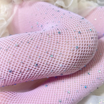 Kids Girl with Rhinestone Fashion Fishnet Stockings Hollow Lace Glitter Pantyhose for Children Girl Summer Mesh Baby Hosiery