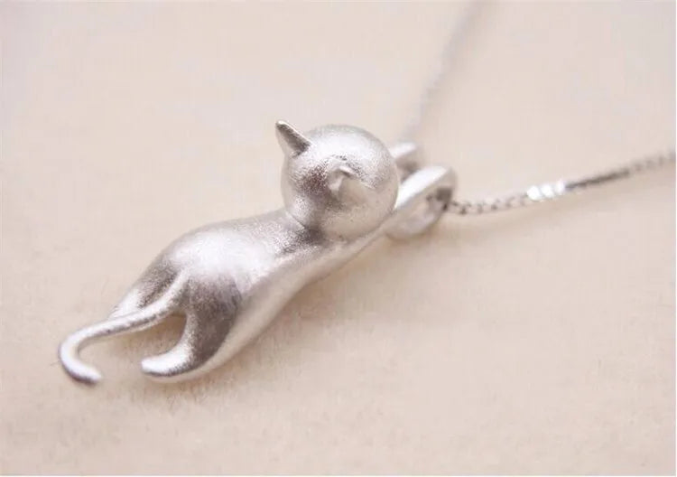 Popular 925 Sterling Silver Jewelry Fashion Simple Animal Cute Kitty Clavicle Chain Pendant Cat Necklaces XL003