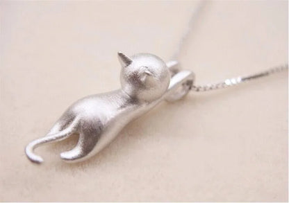 Popular 925 Sterling Silver Jewelry Fashion Simple Animal Cute Kitty Clavicle Chain Pendant Cat Necklaces XL003