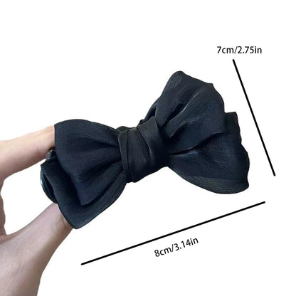 1pcs/2pcs/3pcs Solid Color Shiny Mesh Bow Hair Clip for Woman Fashion Girl Meatball Head Hair Clip Grab Clip Hair Accessories
