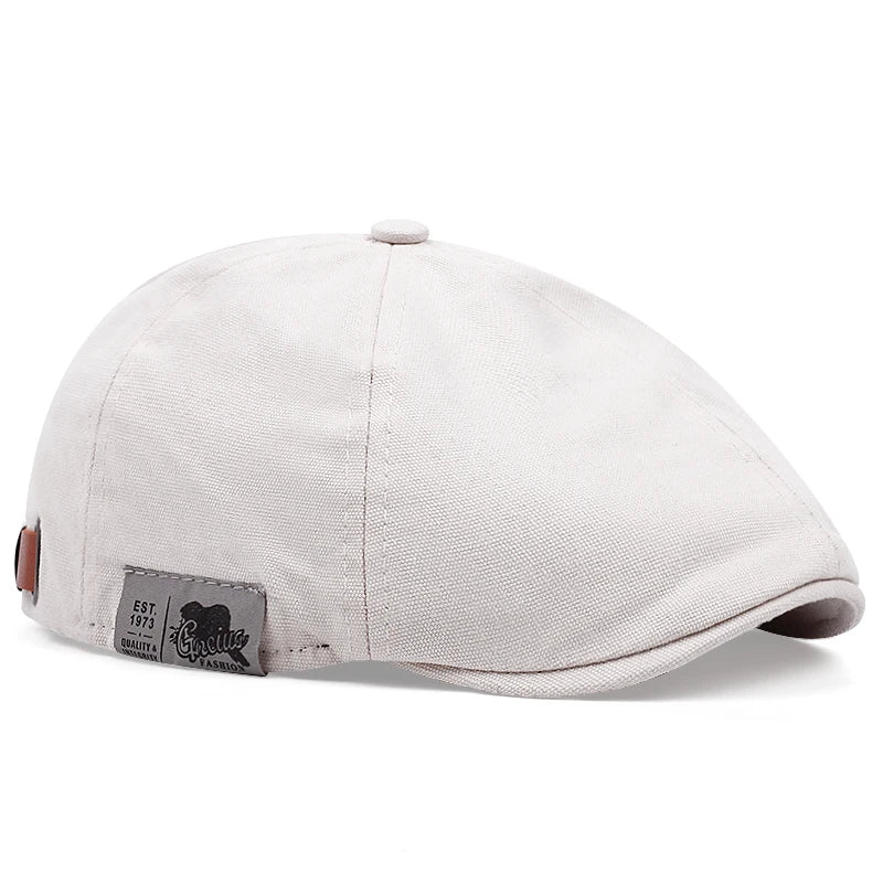 2024 New Men's Vintage Linen Fashion Hip Hop Solid Beret Side Label 1973 Women's Hat Vintage Beanie Crowd Style Sun Beret