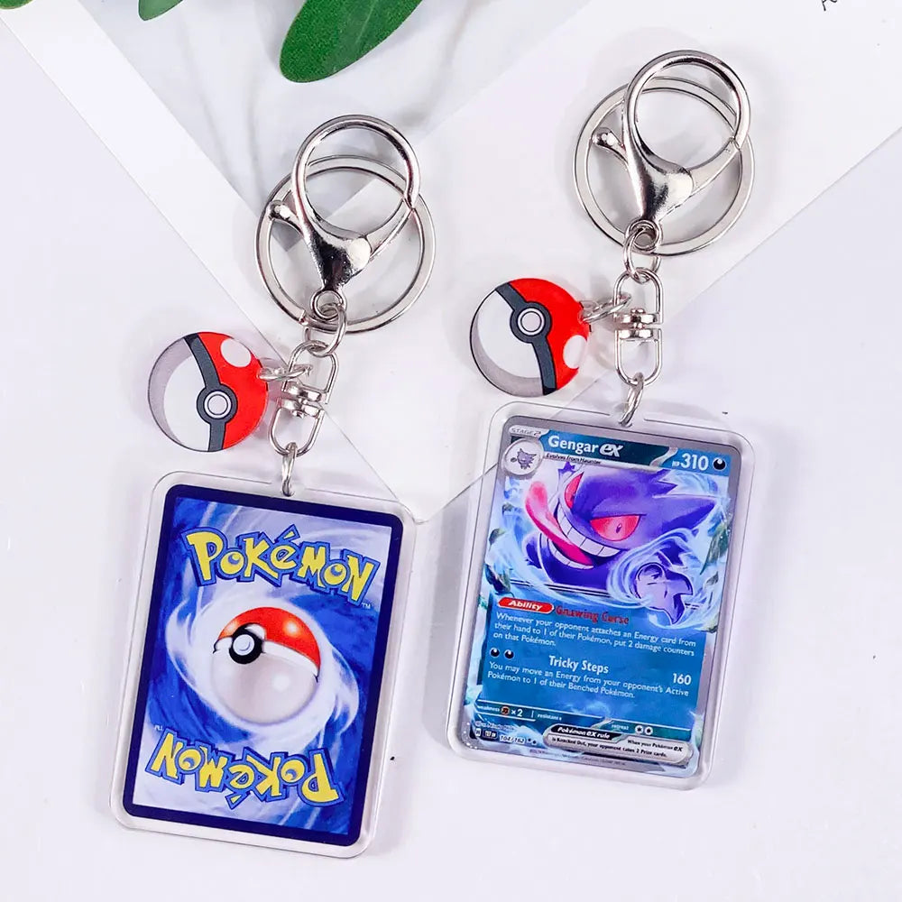 Pokémon Card Cute Acrylic Car Keychain Accessories Pikachu Charizard Gengar EeveeBag Charm Backpack Pendant Gifts For Friends