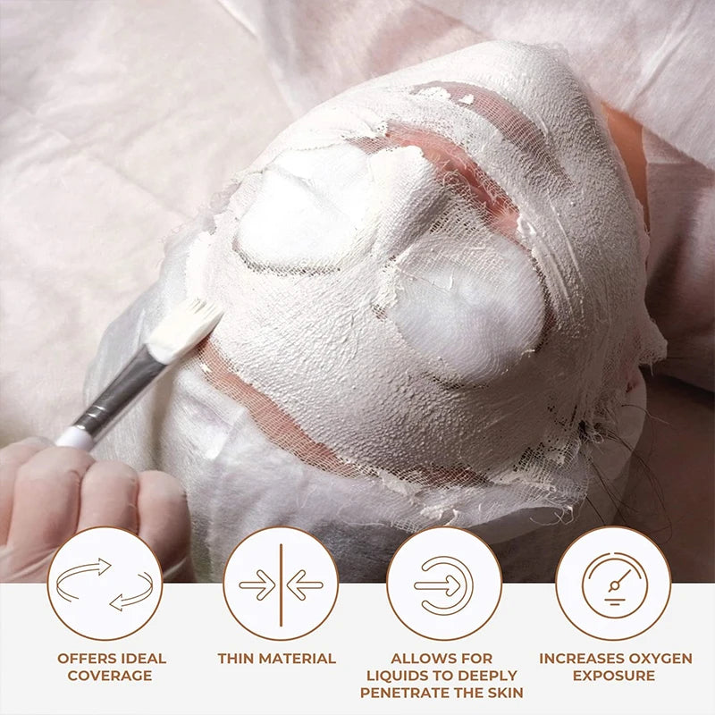 500/100pcs Ultra-thin Facial Gauze Mask Pure Cotton Disposable Gauze Face Mask Paper DIY Skincare Facial Masks For Beauty Salons