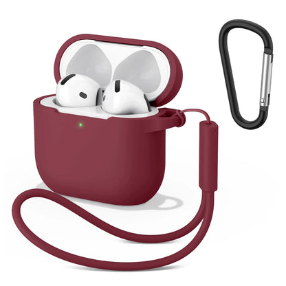 Soft Silicone Cases For Apple Airpods 4 Wireless Bluetooth Headset Cover For Air Pods 4 Protective Case With Lanyard Carabiner