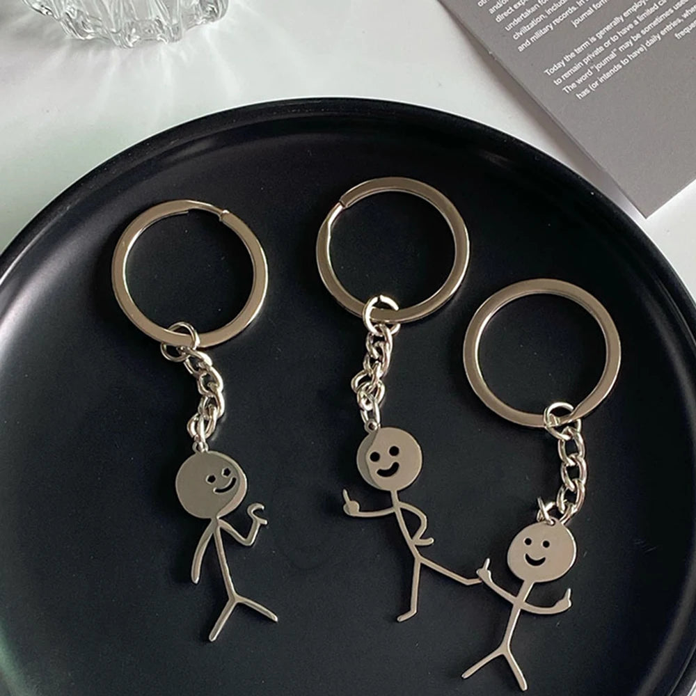 Fun Match People Keychain Creative Car Keyrings Heart To Heart Middle Finger Lovers Key Chain New Bag Pendant Couple'S Gifts