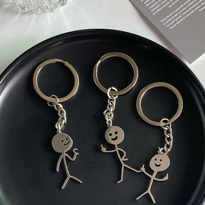 Fun Match People Keychain Creative Car Keyrings Heart To Heart Middle Finger Lovers Key Chain New Bag Pendant Couple'S Gifts