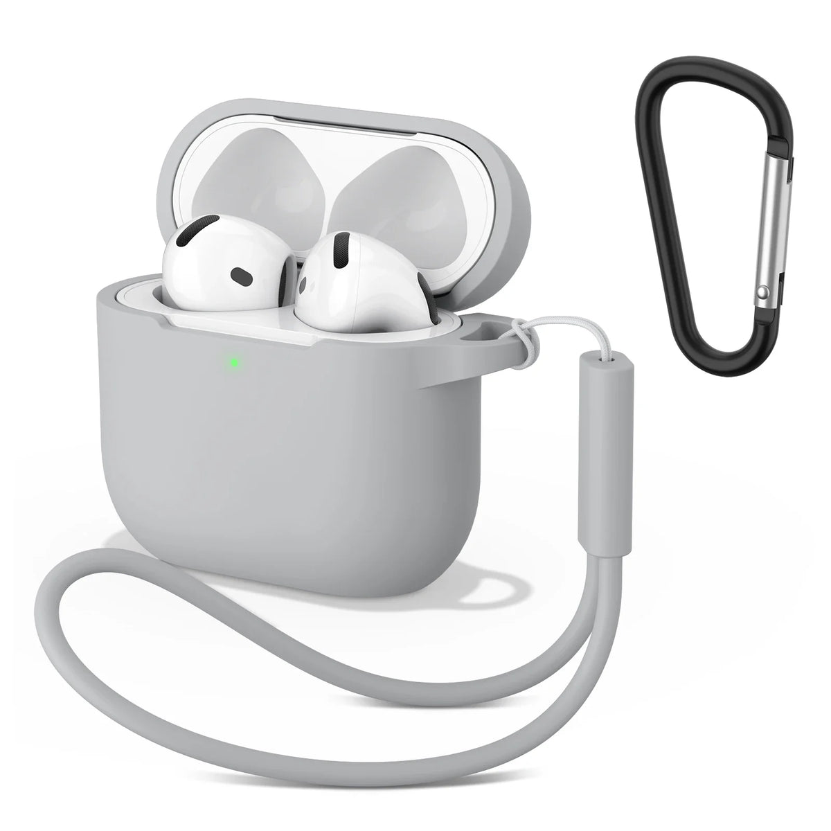 Soft Silicone Cases For Apple Airpods 4 Wireless Bluetooth Headset Cover For Air Pods 4 Protective Case With Lanyard Carabiner