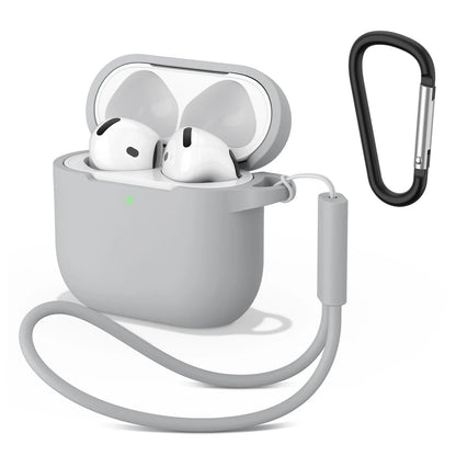 Soft Silicone Cases For Apple Airpods 4 Wireless Bluetooth Headset Cover For Air Pods 4 Protective Case With Lanyard Carabiner