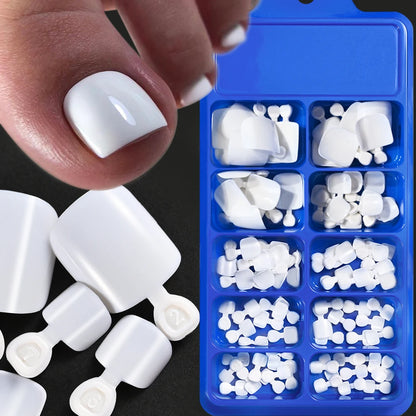 100pcs Classic White Fake Toenails Short Square Full Cover Press On Toenail Artificial False Toe Nails Tips for Women Daily Wear