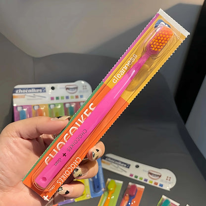 5 Packs of Chocolate Swiss Caring Soft Nylon Bristle Toothbrush Set, Ergonomic Handle, Ideal Choice for Travel and Hotels