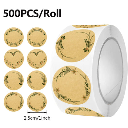 500pcs Round Floral Thank You Stickers Canning Labels for Food Containers Jars,Gift Baking Packing Decor,Can write