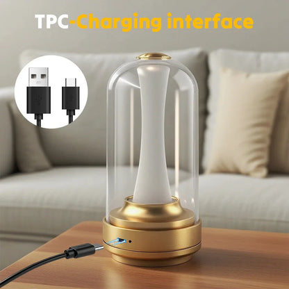 Dimmable Candle Room Lamp Rechargeable Touch Waterproof Reading Mood Light For Home Bedside Bar Desk Outdoor Mushroom Lamp