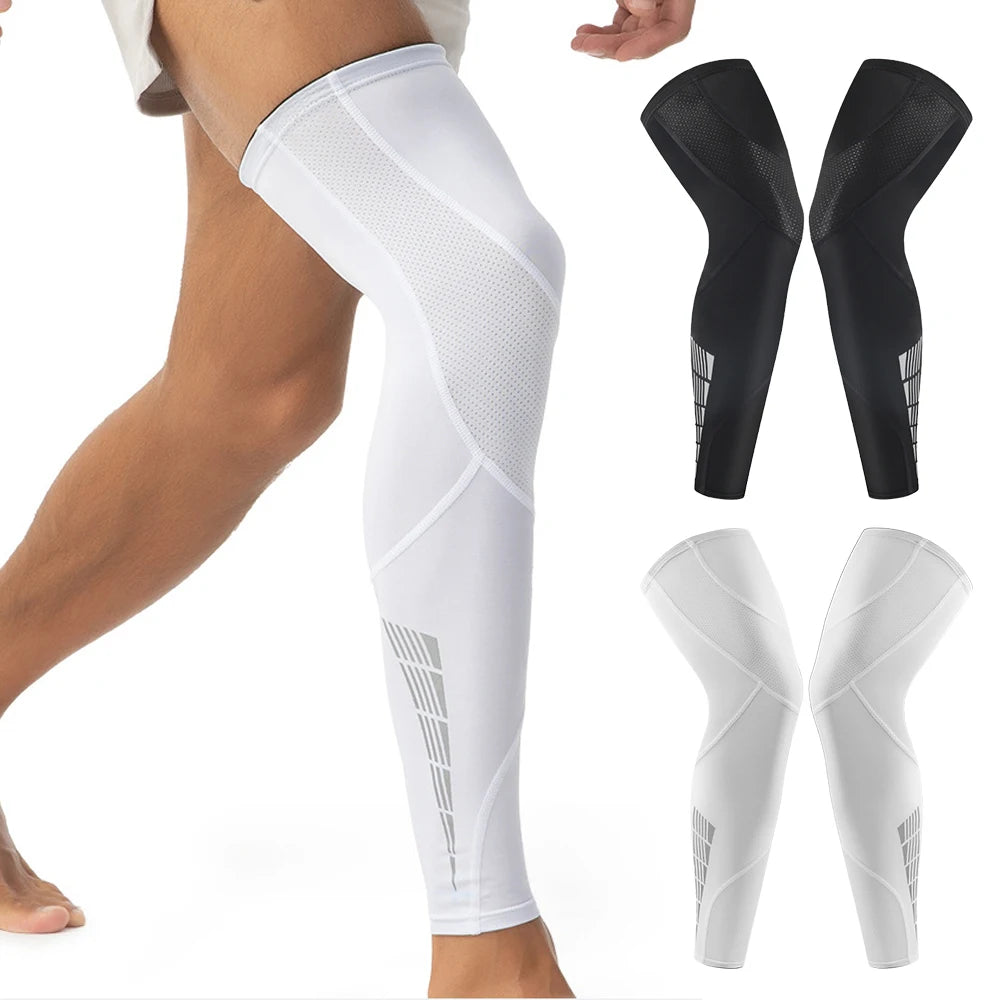 1 Pair Sports Leg Sleeves, Full Leg Compression Sleeve for Men and Women, Long Knee Sleeve with Anti-slip Silicone Strips