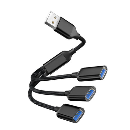 USB Splitter Cable Hub USB Male to 3 USB 2.0 Female Extension Cord, USB Port Hub Data Power Split Adapter 28cm/11.02in