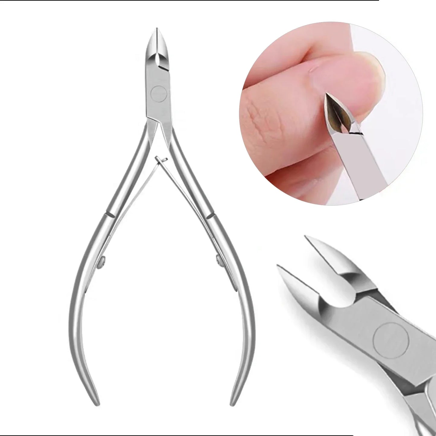 Nailpop Nail Cuticle Scissors Stainless Steel Manicure Pedicure Trimmer and Pusher Silver Dead Skin Scissor Nipper Clipper Tool
