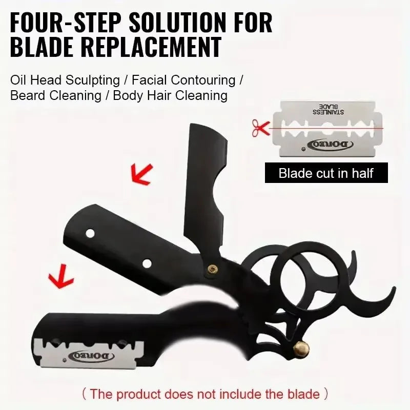 KVIFO【Hot sales】New Old Fashioned Razor Manual Shaver Mini Thumb Shaver Men's Face Shaver Holder Eyebrow Shaver with blade