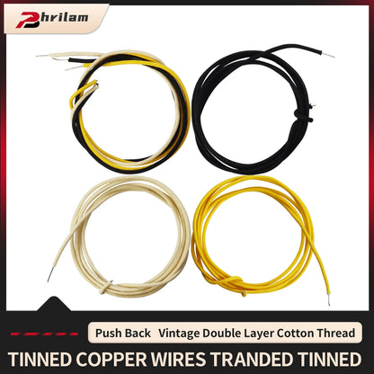 Cloth-covered Waxed Vintage-style Pushback Guitar Wire (white/black/yellow)Pushback Wire for Electric Guitar Upgrade,22 AWG wire