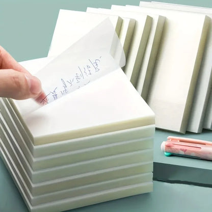 50 Sheets Transparent Sticky Note Pads Waterproof Self-Adhesive Memo Notepad School Office Supplies Stationery