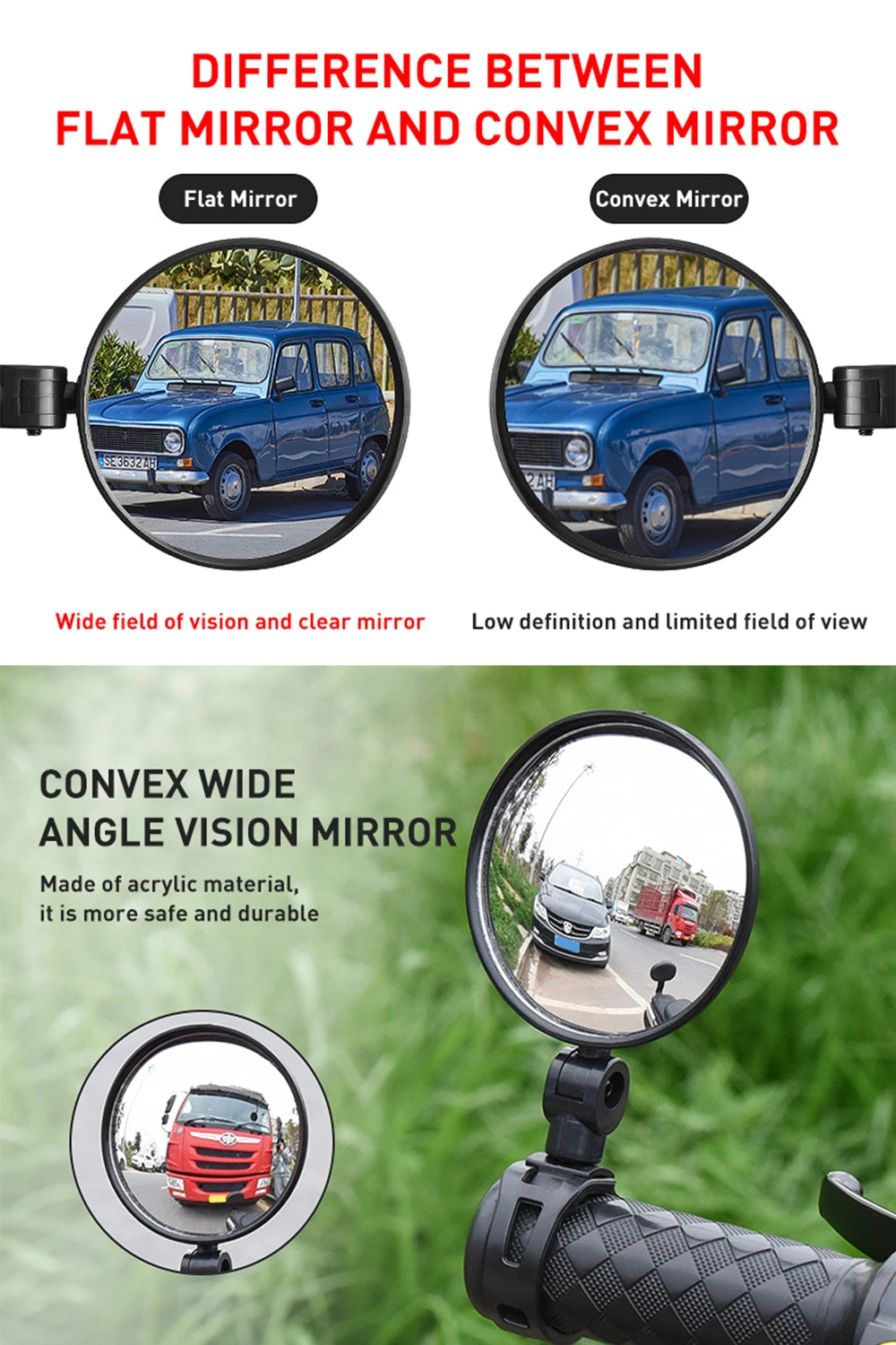 1pc Electric Scooter Rearview Mirror Rear View 360°Rotatable Mini Mirror for Xiaomi M365 M365 Pro Child Bike Scooter Accessories