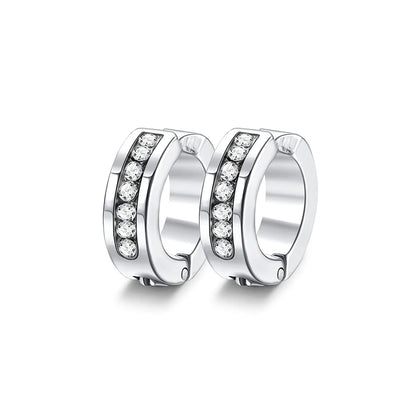 1 Pair/9 Pairs Non-Piercing Earrings Stainless Steel Clip On Hoop Earrings For Men Women Paved CZ Ear Clip Earrings Set