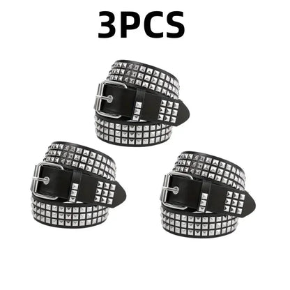 2026 New Square Bead Rivet Belt Metal Pyramid Belt Men and Women Punk Hardware Jeans Belt Y2K Belt Designer Belt Women's Belts