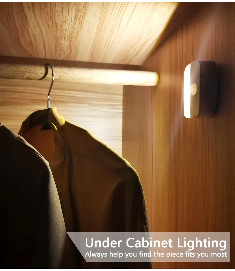 Motion Sensor Light Indoor LED Night Light Stick on Nightlight Battery Operated Lights for Hallway Stair Bathroom Closet Bedroom