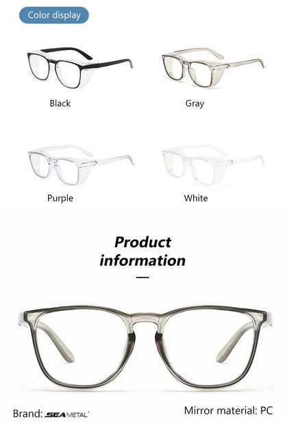 SEAMETAL Anti Blue Light Glasses Lightweight PC Frames Square Clear Lens Glasses Anti Pollen Safety Goggles Eyewear Accessories