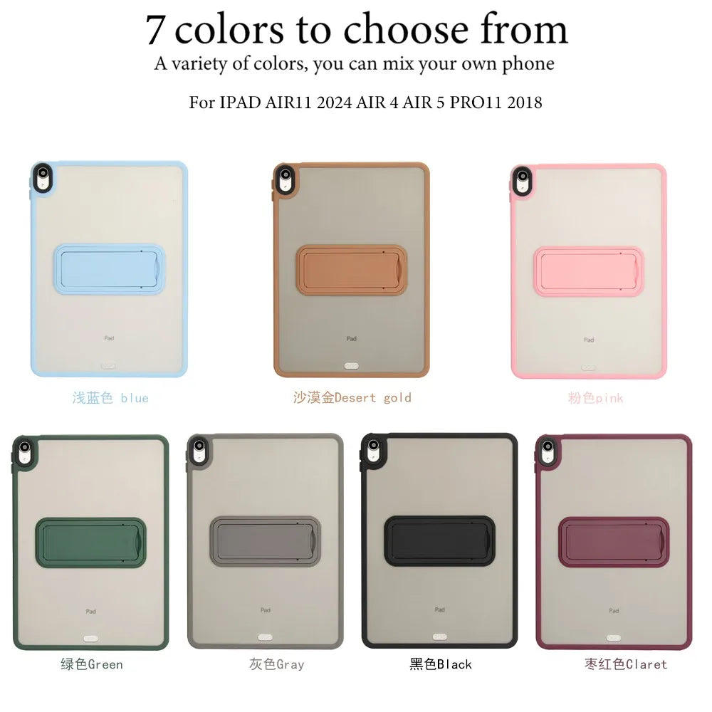 For iPad 5th 6th 9.7" 7th 8th 9th 10.2" Air 4 Air 5 Air 11 A16 2025 Pro11 10th iPad mini 4 5 6 7 Hard PC+TPU Stand Cover Case