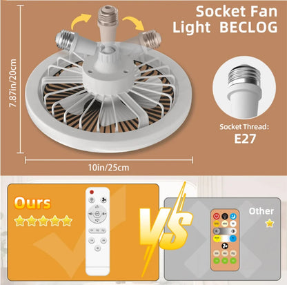 Rotatable 3in1 Ceiling fan light E27 LED Converter Base smart remote control bedroom fans lamp study kitchen Home decoration
