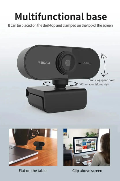 Webcam with Microphone, USB Computer Camera for Video Calls, Zoom, Teams, Streaming, Plug and Play for PC, Mac