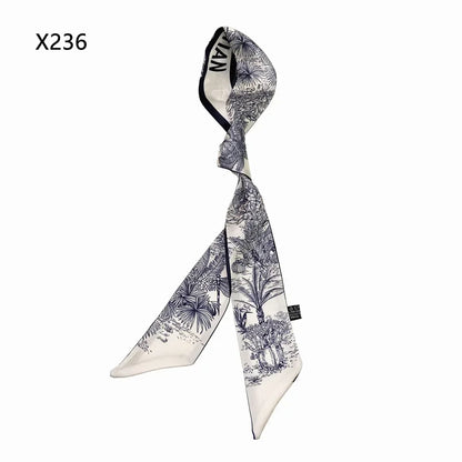 Extended Ribbon Scarf, Silk Hair Bandana & Bag Accessory, Handmade Long Neck Wrap for Women, Versatile Chic Style