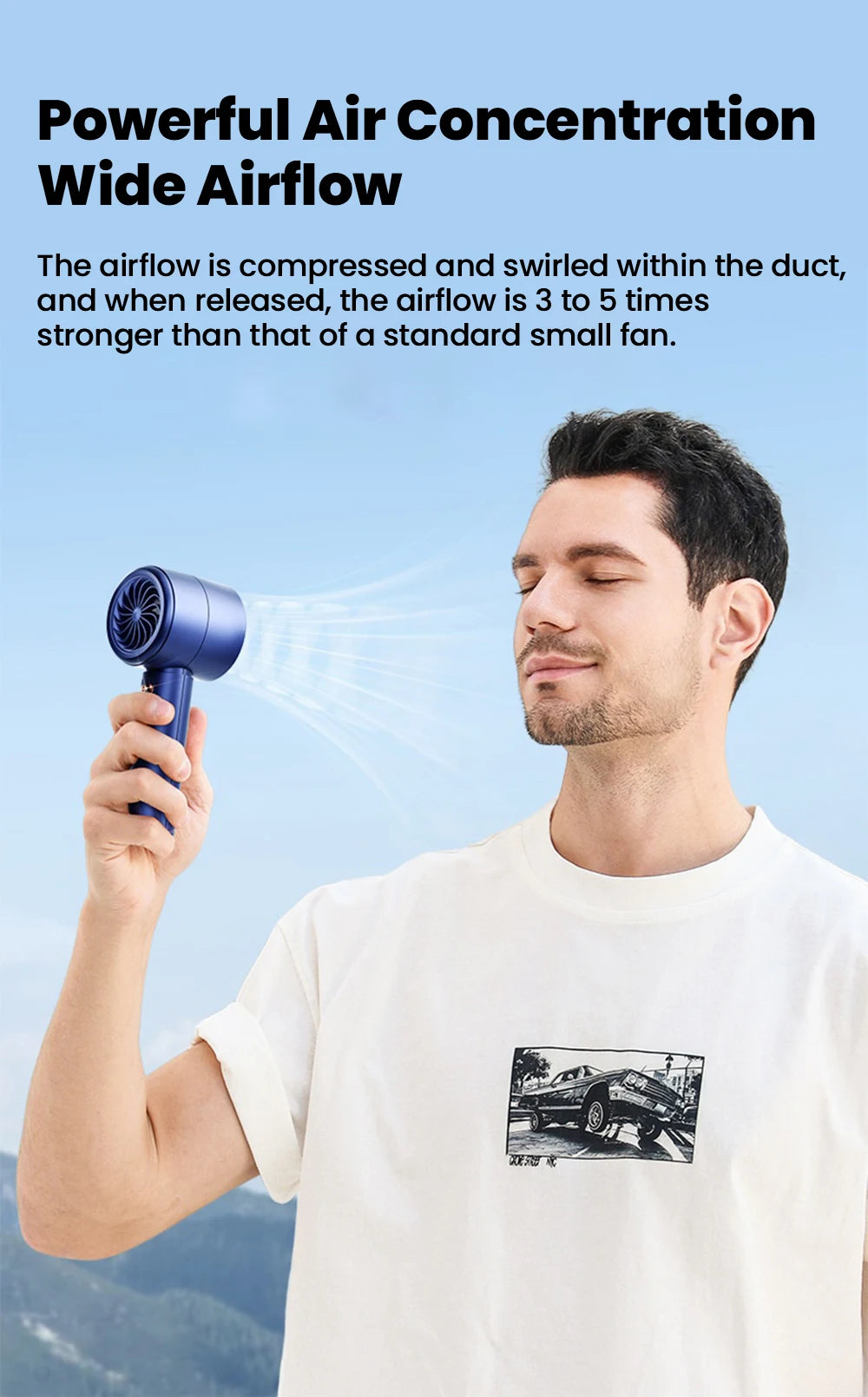 New Mini Handheld Fan USB Fast Charging Portable Silent High-speed Led Display High Wind Power Fan For Travel Outdoor Activities