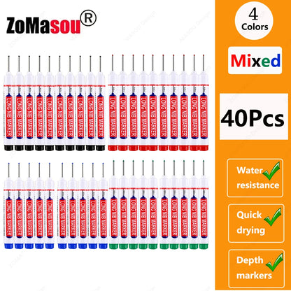 1-100Pcs 2cm Waterproof Long Head Markers Deep Hole Marker Pen for Metal Carpenter Red/Black/Blue/Green Ink Woodworking Tools