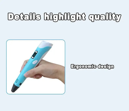 Electronic 3D Printing Pen with 9M PLA Consumables High-Temperature 3D Graffiti Tool Intelligent Toy Christmas Birthday Gift