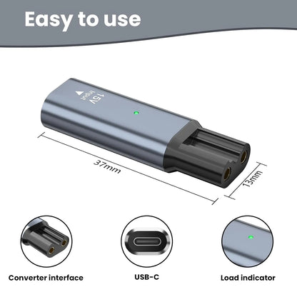 15V HQ8505 Type-C Shaver Adapter Charging Converter for Philips Norelco One Blade Pro QP6510 QP6520 QP6530 Beard Trimmer