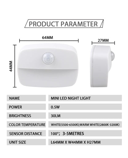 Motion Sensor Light Indoor LED Night Light Stick on Nightlight Battery Operated Lights for Hallway Stair Bathroom Closet Bedroom