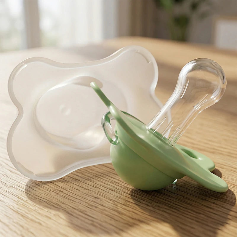 2pcs/pack Butterfly-shape Baby Pacifier Soother with Cover for Daily Use(Cherry Round Nipple) and Night Use(Thumb Nipple)