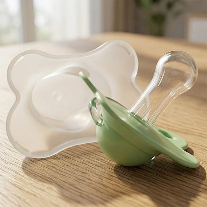 2pcs/pack Butterfly-shape Baby Pacifier Soother with Cover for Daily Use(Cherry Round Nipple) and Night Use(Thumb Nipple)
