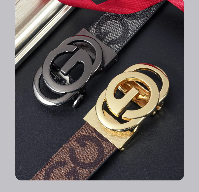 High Quality 3.4cm Leather Business Men High-Quality Designer Male Buckle Strap Jeans Accessory