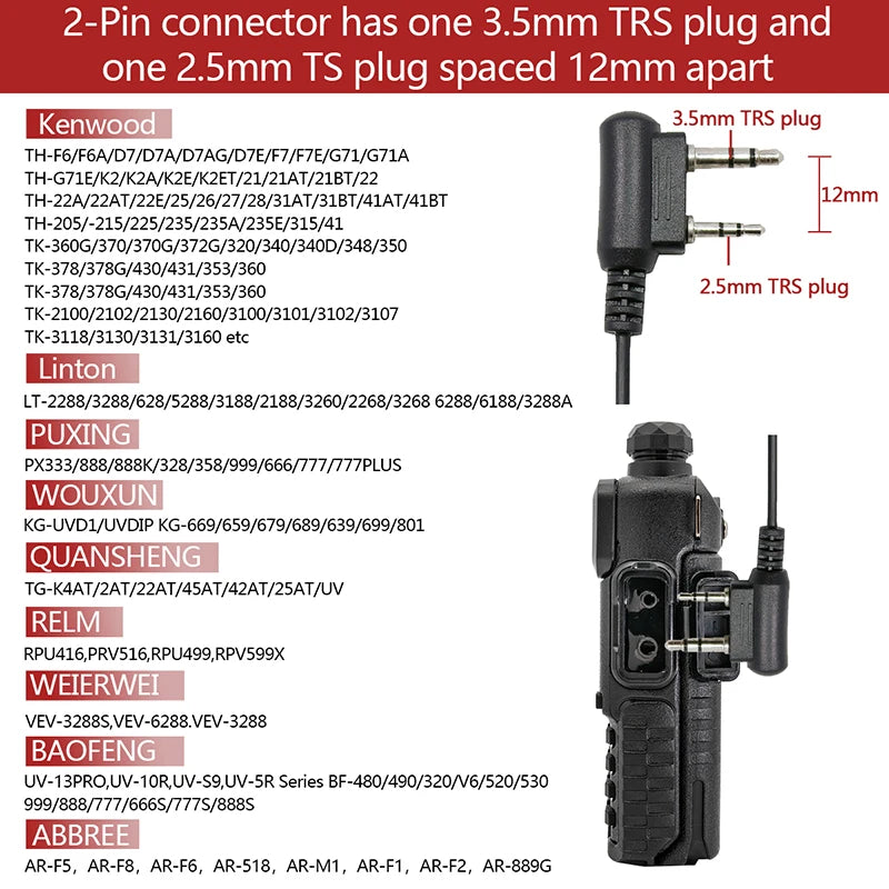New Baofeng 780 Headset Mic earphone For BaoFeng UV-5R UV-5RH UV-21 PRO Quansheng UV-K6 Walkie Talkie Two Way Radio Accessories