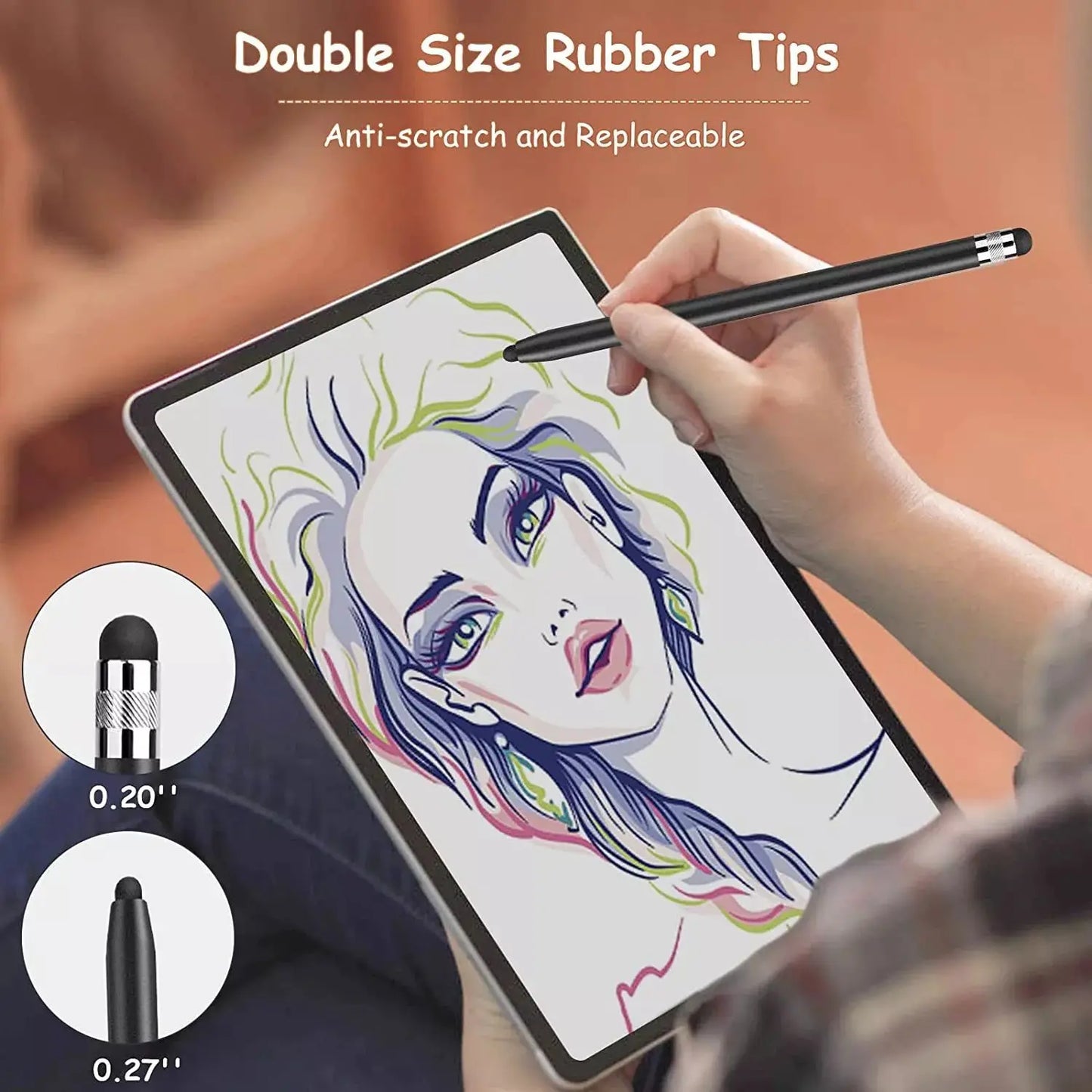 Touch Pen For Tablet Universal Pencil Capacitive Stylus Double Dual Silicone Head For iPad Android Smart Phone