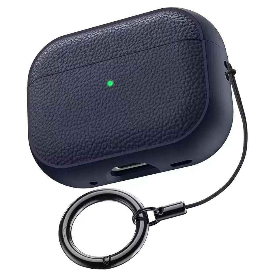 Earphone Case for AirPods Pro3 Leather-Texture TPU Shockproof Protective Cover with Keychain for Apple Airpods Pro 3nd Gen