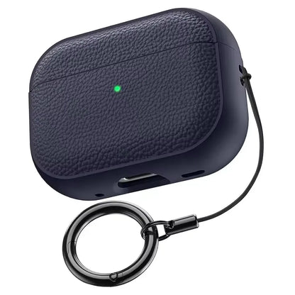 Earphone Case for AirPods Pro3 Leather-Texture TPU Shockproof Protective Cover with Keychain for Apple Airpods Pro 3nd Gen