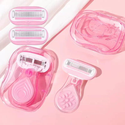 Portable Women Razor for Travel Face Leg Bikini Body Hair Shaving With Protective Net Blade Lady Manual Shaver Set